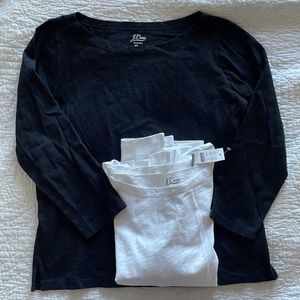 J Crew painter slub boatneck tees - 2 - black and white small - NWT